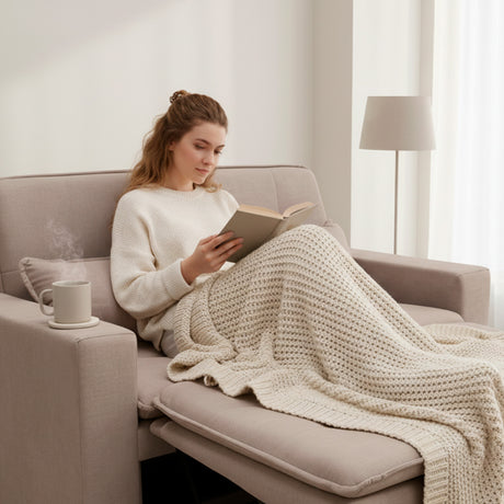 Sofá cama 2 cuerpos color café claro un metro con 50cm de ancho.