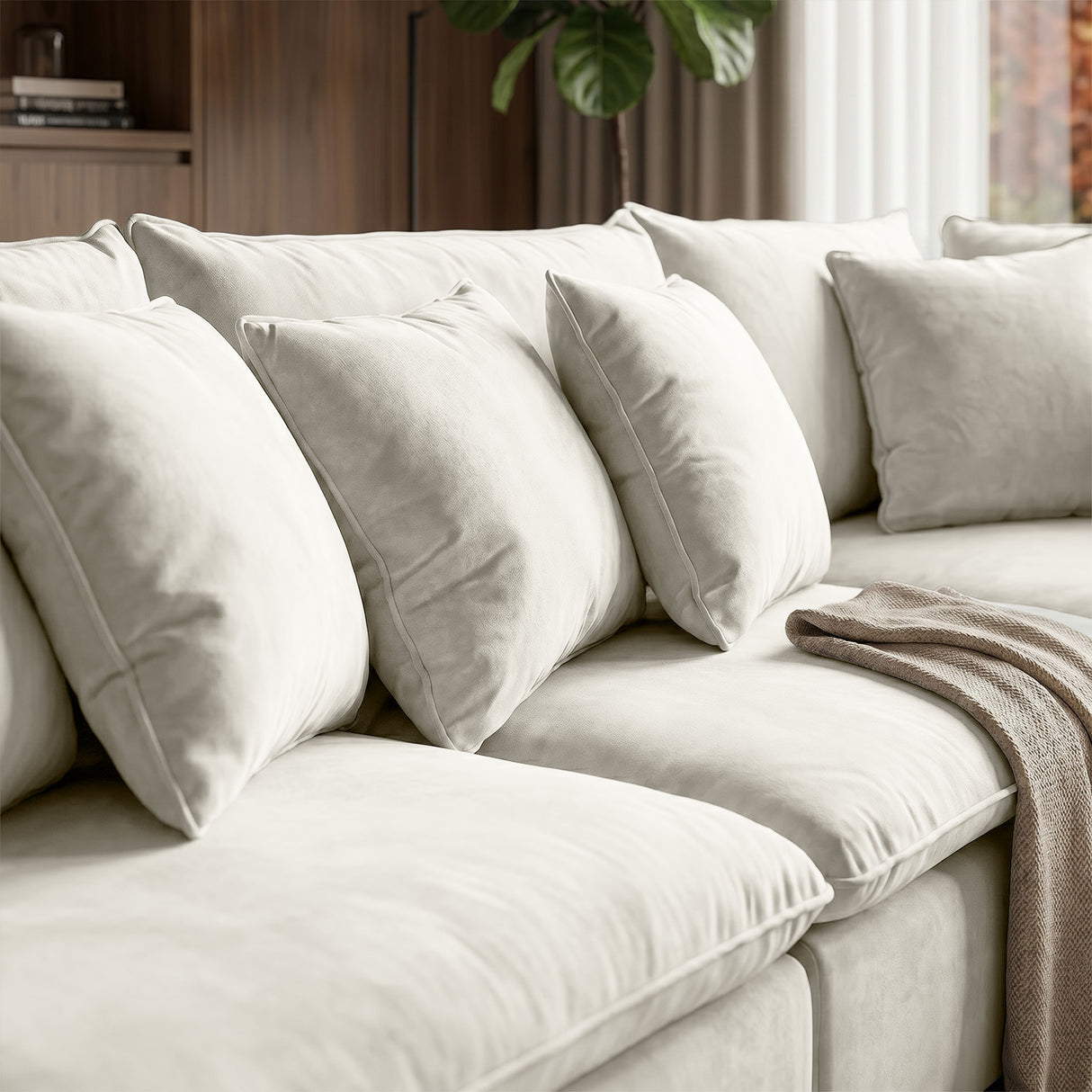 Sofá Seccional 3 Cuerpos Atualittá con Chaise Longue Derecho Tela Beige- 2.67 x 1.85m a Confección