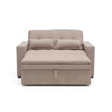 Sofá cama 2 cuerpos color café claro un metro con 50cm de ancho.