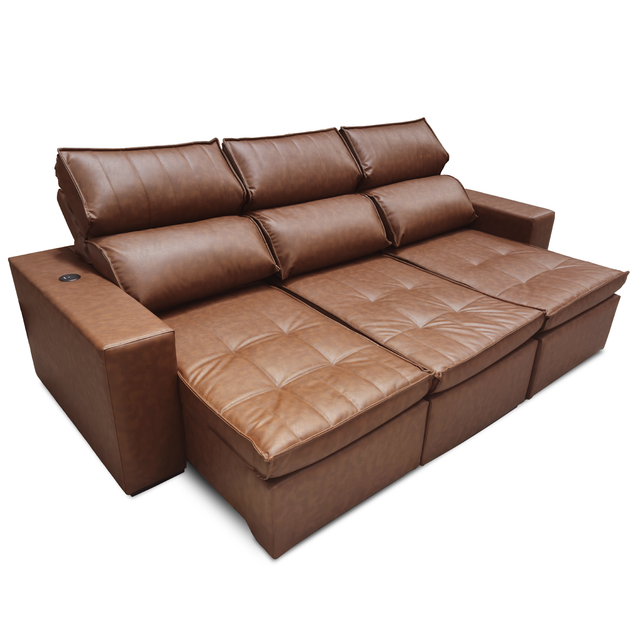 sofa extensible y reclinable /  sofa de ecocuero /  sofa de reclinable /  sofa extensible / sofa de reclinable 3 cuerpos /  sofa extensible de 3 cuerpos