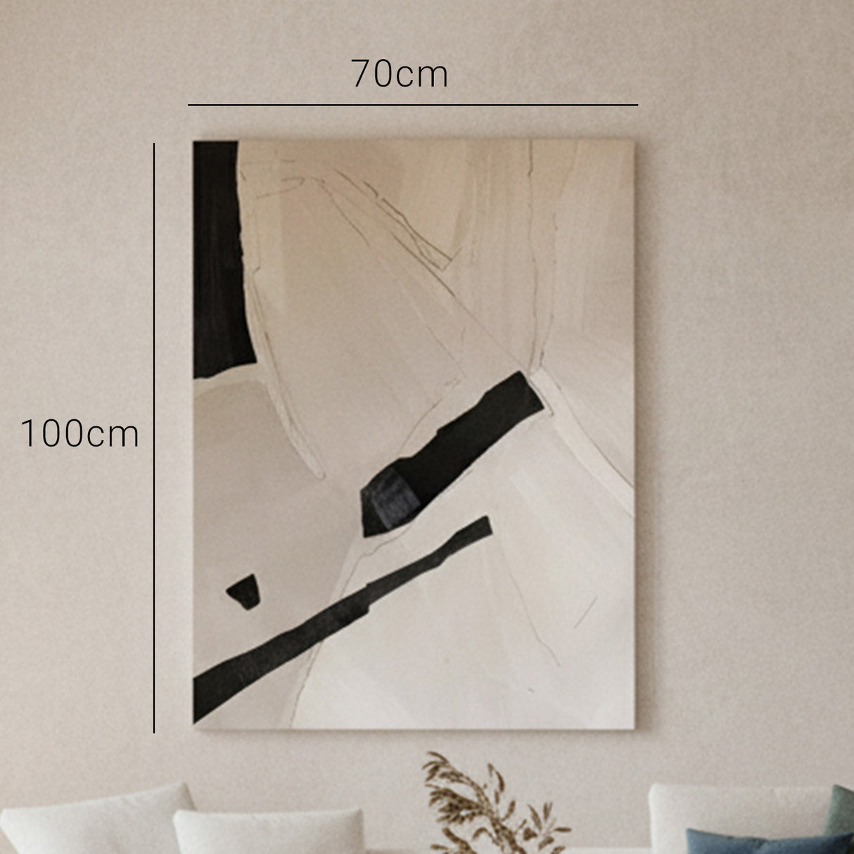 Cuadro Abstracto Líneas Beige