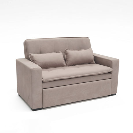 Sofá cama 2 cuerpos color café claro un metro con 50cm de ancho.