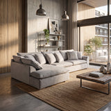 Sofá Seccional 3 Cuerpos Atualittá con Chaise Longue Izquierdo Tela Gris Claro - 2.67 x 1.85m a Confección