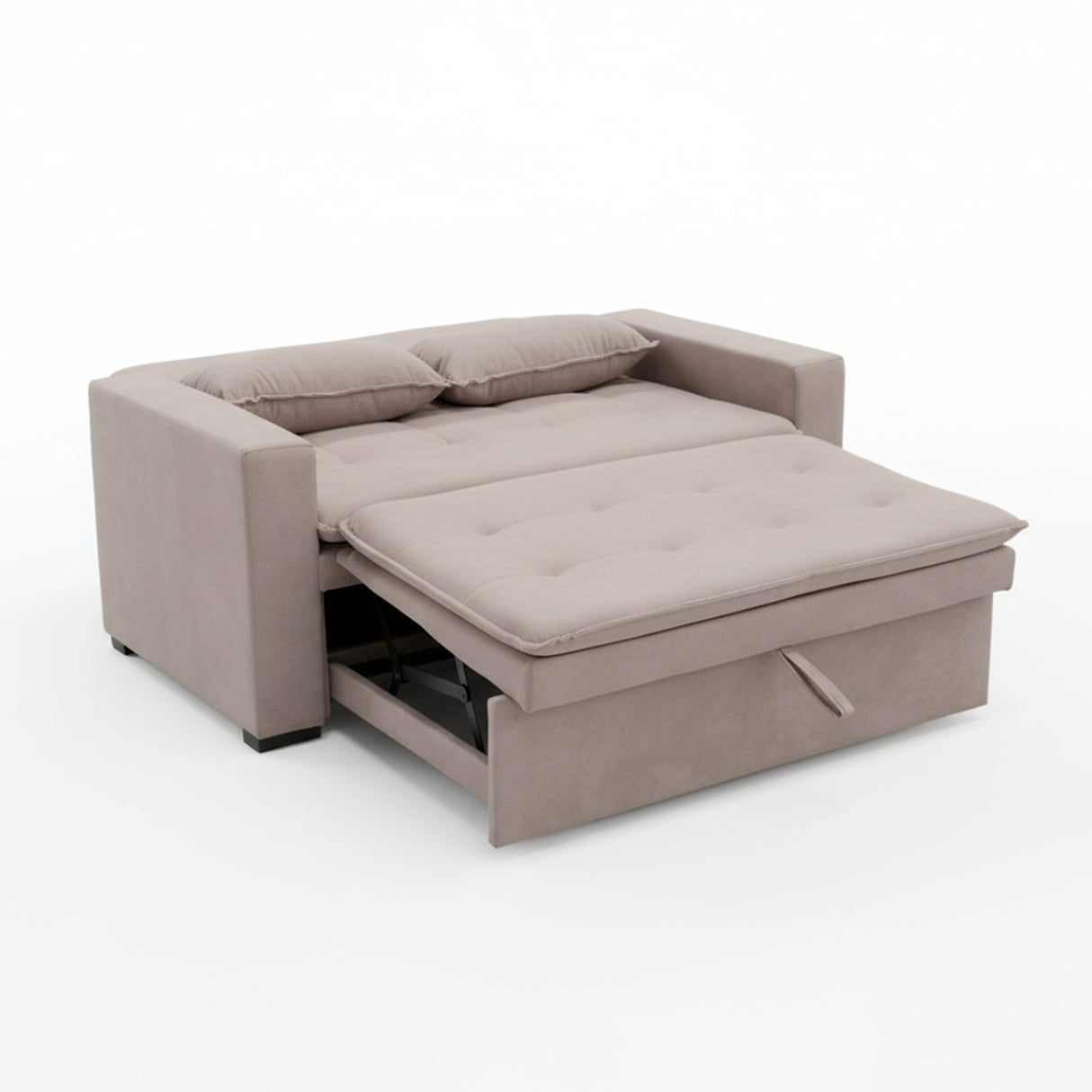 Sofá cama 2 cuerpos color café claro un metro con 50cm de ancho.