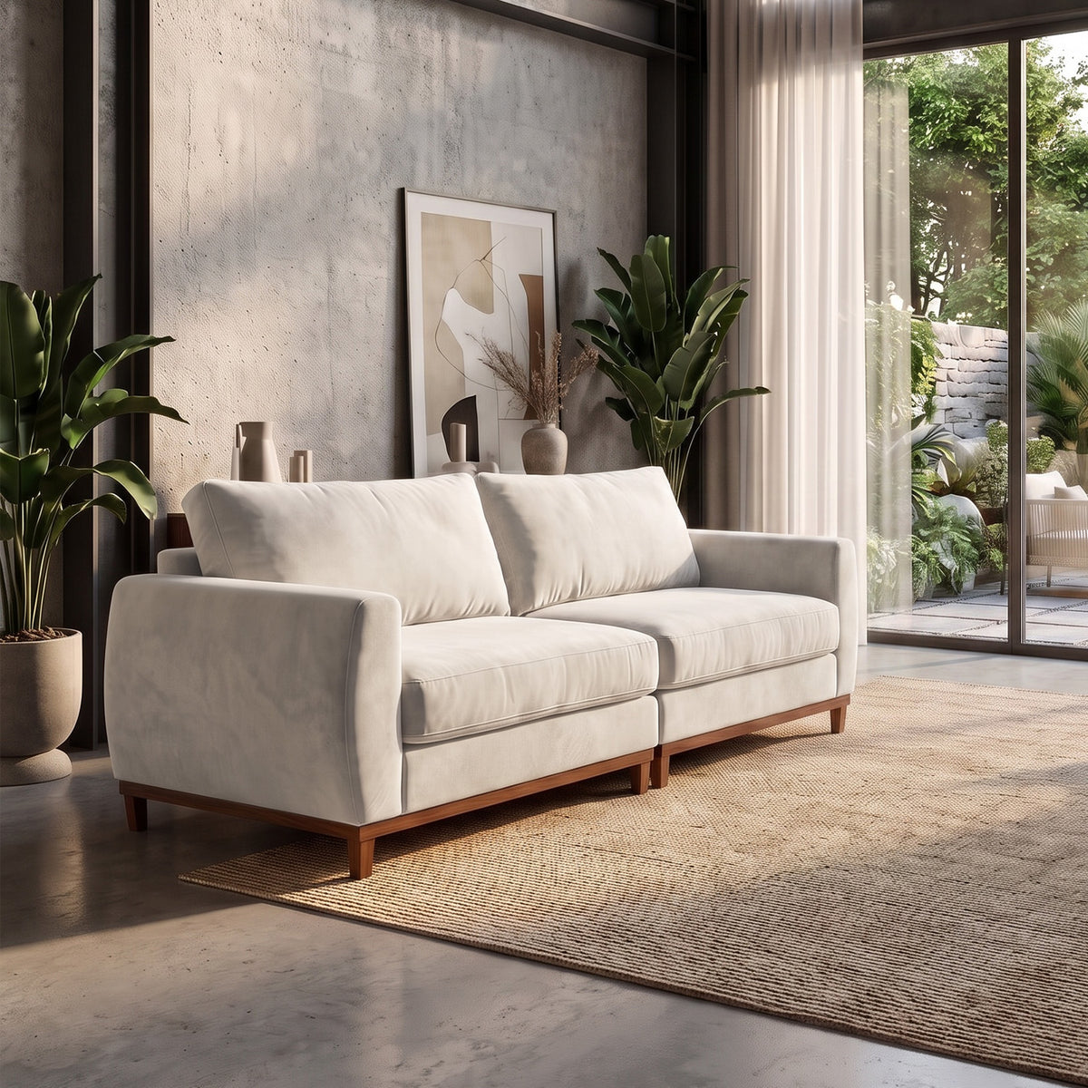 Sofá 2 Cuerpos Adesso Single Tela Beige - 2.10m a Confección