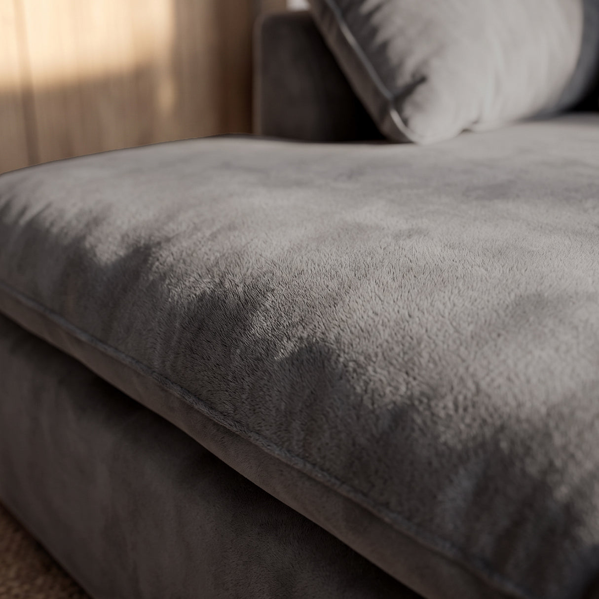Sofá Seccional 3 Cuerpos Atualittá con Chaise Longue Izquierdo Tela Gris Oscuro - 2.87 x 2.05m a Confección