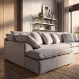 Sofá Seccional 3 Cuerpos Atualittá con Chaise Longue Izquierdo Tela Gris Claro - 2.67 x 1.85m a Confección
