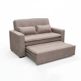 Sofá cama 2 cuerpos color café claro un metro con 50cm de ancho.