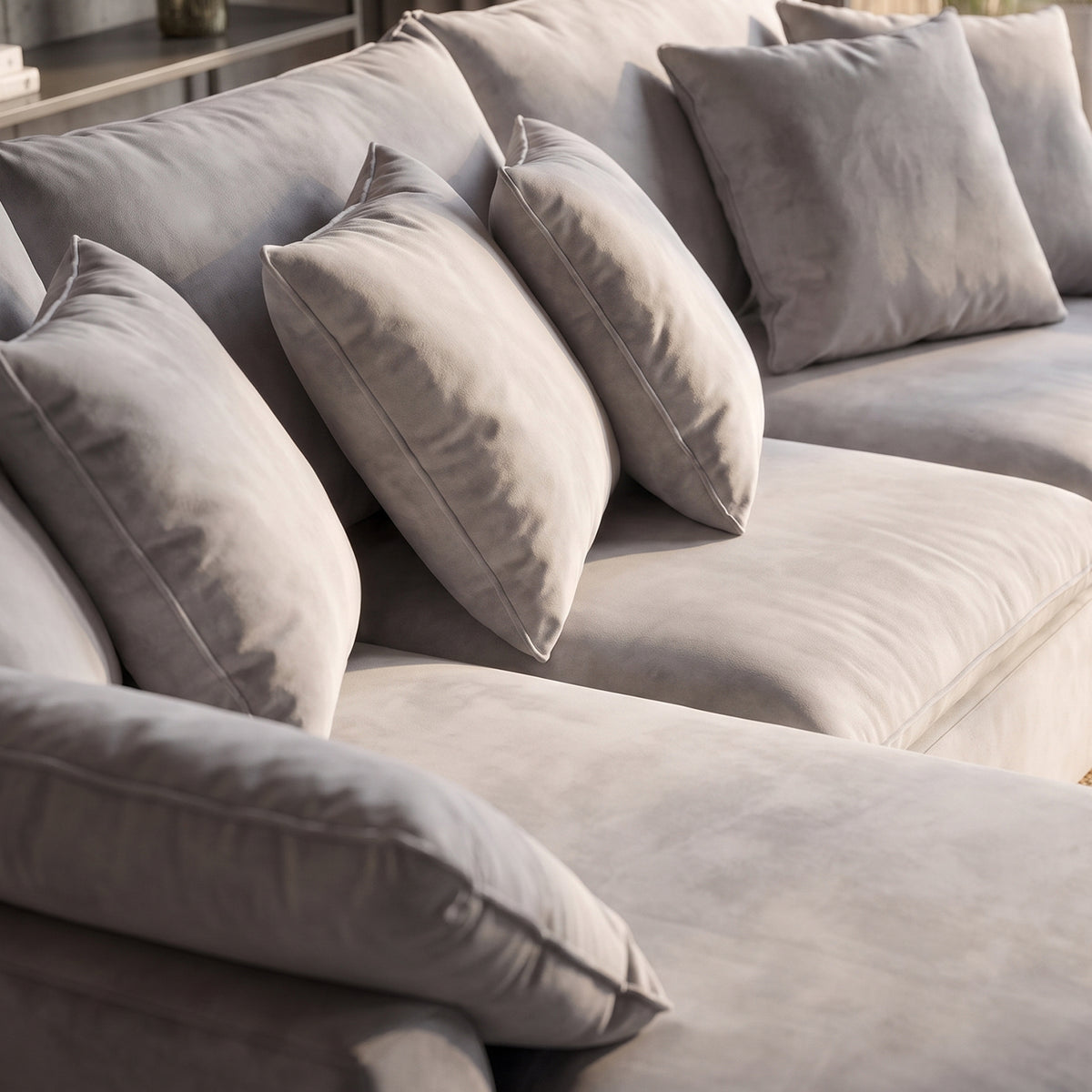 Sofá Seccional 3 Cuerpos Atualittá con Chaise Longue Izquierdo Tela Gris Claro - 2.67 x 1.85m a Confección
