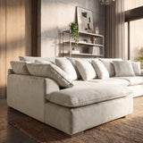 Sofá Seccional 3 Cuerpos Atualittá con Chaise Longue Izquierdo Tela Beige - 2.87 x 2.05m a Confección