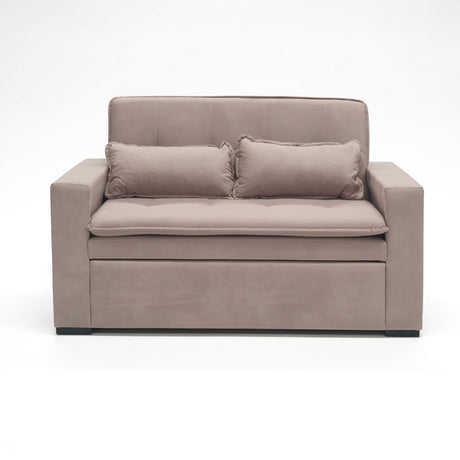 Sofá cama 2 cuerpos color café claro un metro con 50cm de ancho.