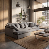 Sofá Seccional 3 Cuerpos Atualittá con Chaise Longue Izquierdo Tela Gris Oscuro - 2.87 x 2.05m a Confección
