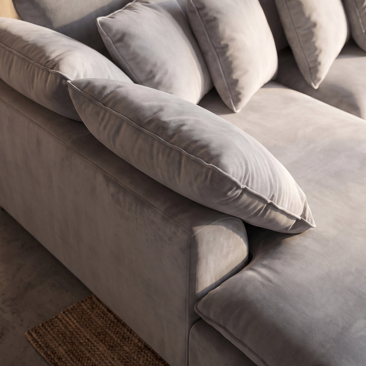 Sofá Seccional 3 Cuerpos Atualittá con Chaise Longue Izquierdo Tela Gris Claro - 2.67 x 1.85m a Confección