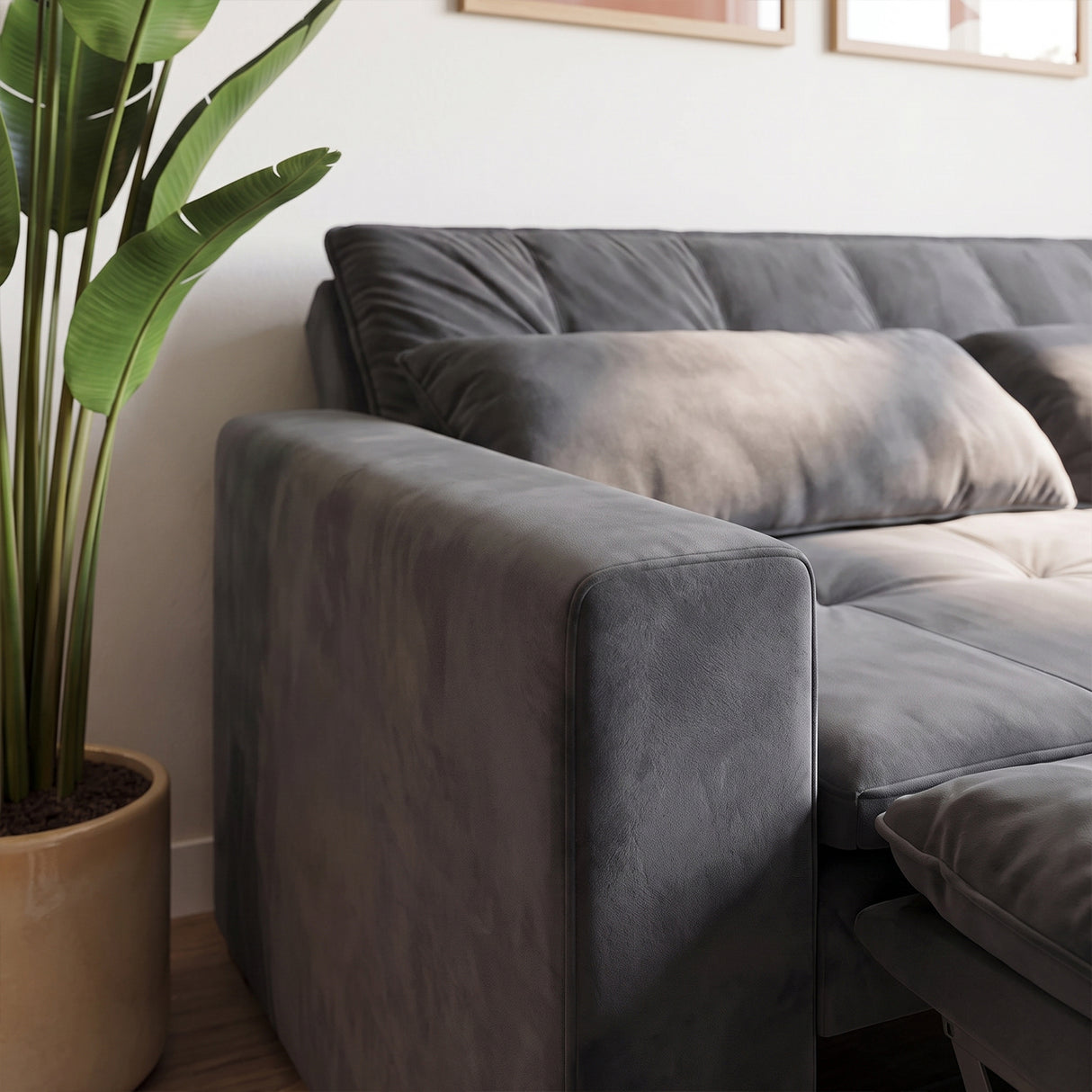Sofá Cama 2 cuerpos Londres Tela Gris oscuro - 1.90m