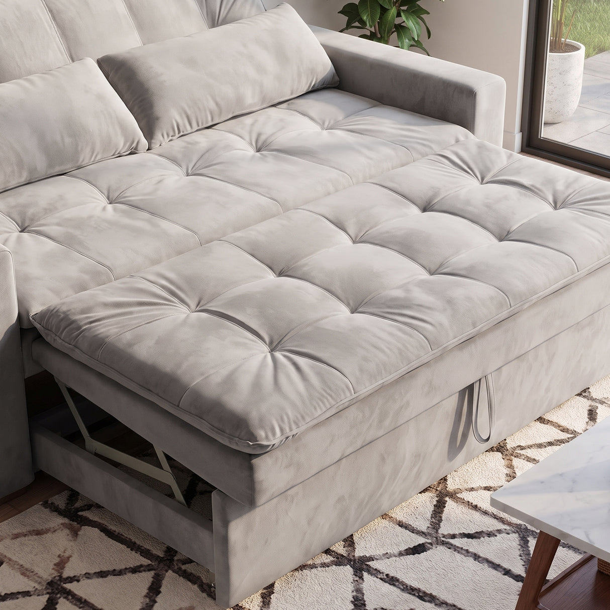 Sofá Cama 2 cuerpos Londres Tela Marrón Grisáceo - 1.50m