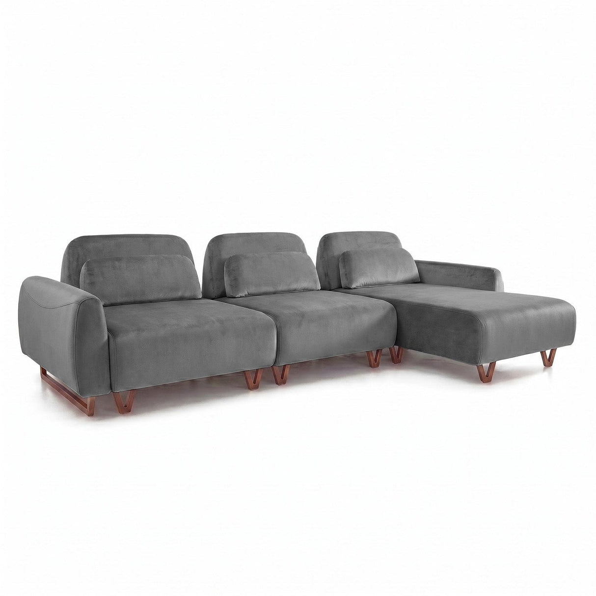 Sofá 3 cuerpos Laguna con Chaise Derecho Tela Gris oscuro - 3.68x1.38m