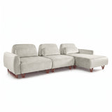 Sofá 3 cuerpos Laguna con Chaise Derecho Tela Beige - 3.38x1.38m