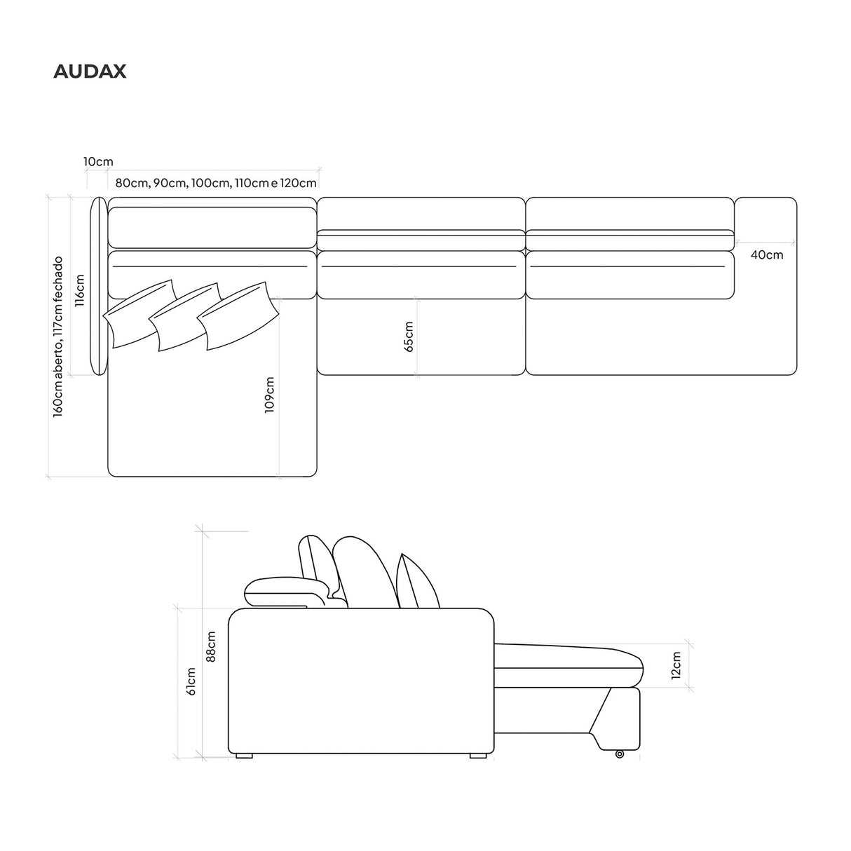 Sofá extensible y reclinable Audax