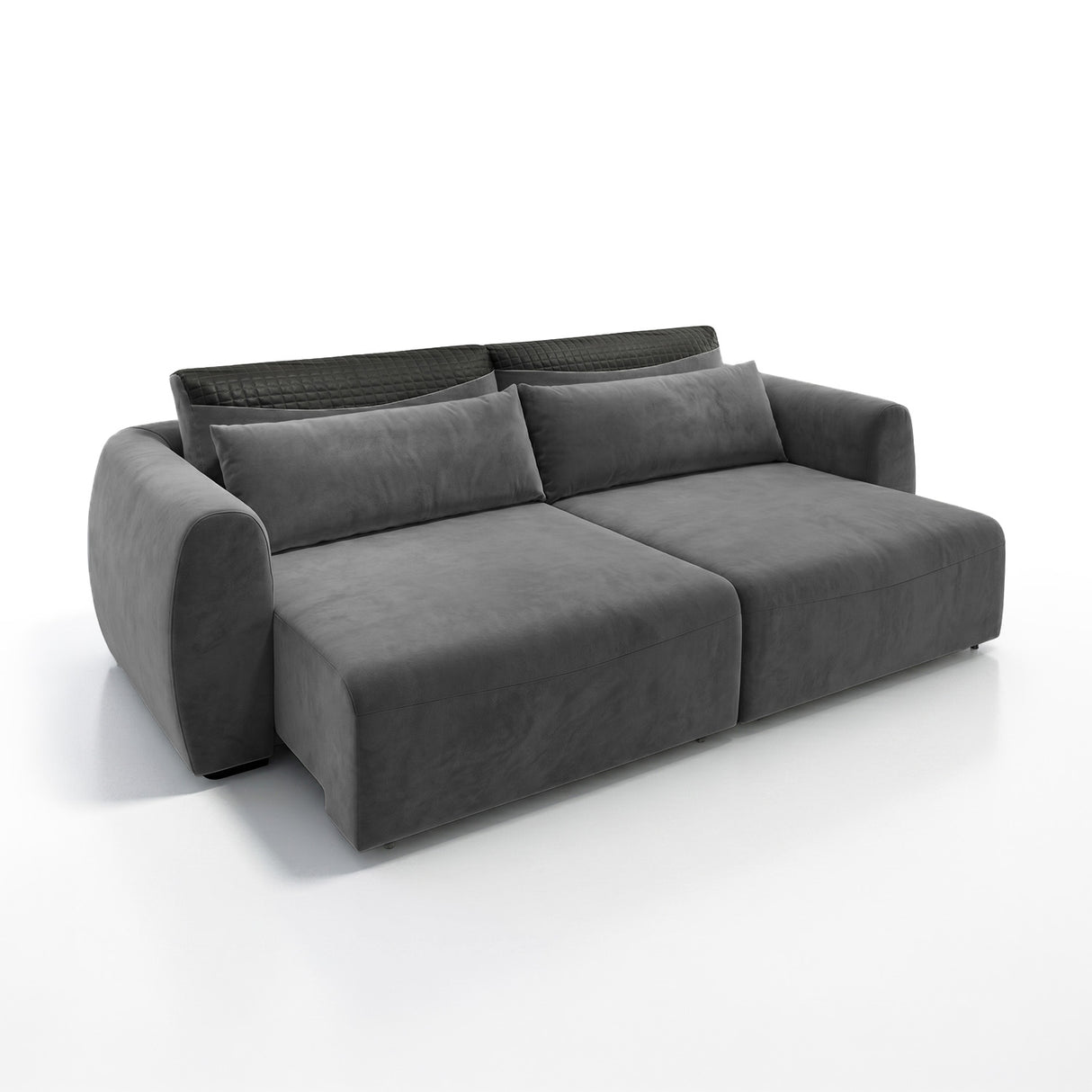 Sofá 2 Cuerpos Moenia Tela Gris Oscuro- 2.62m