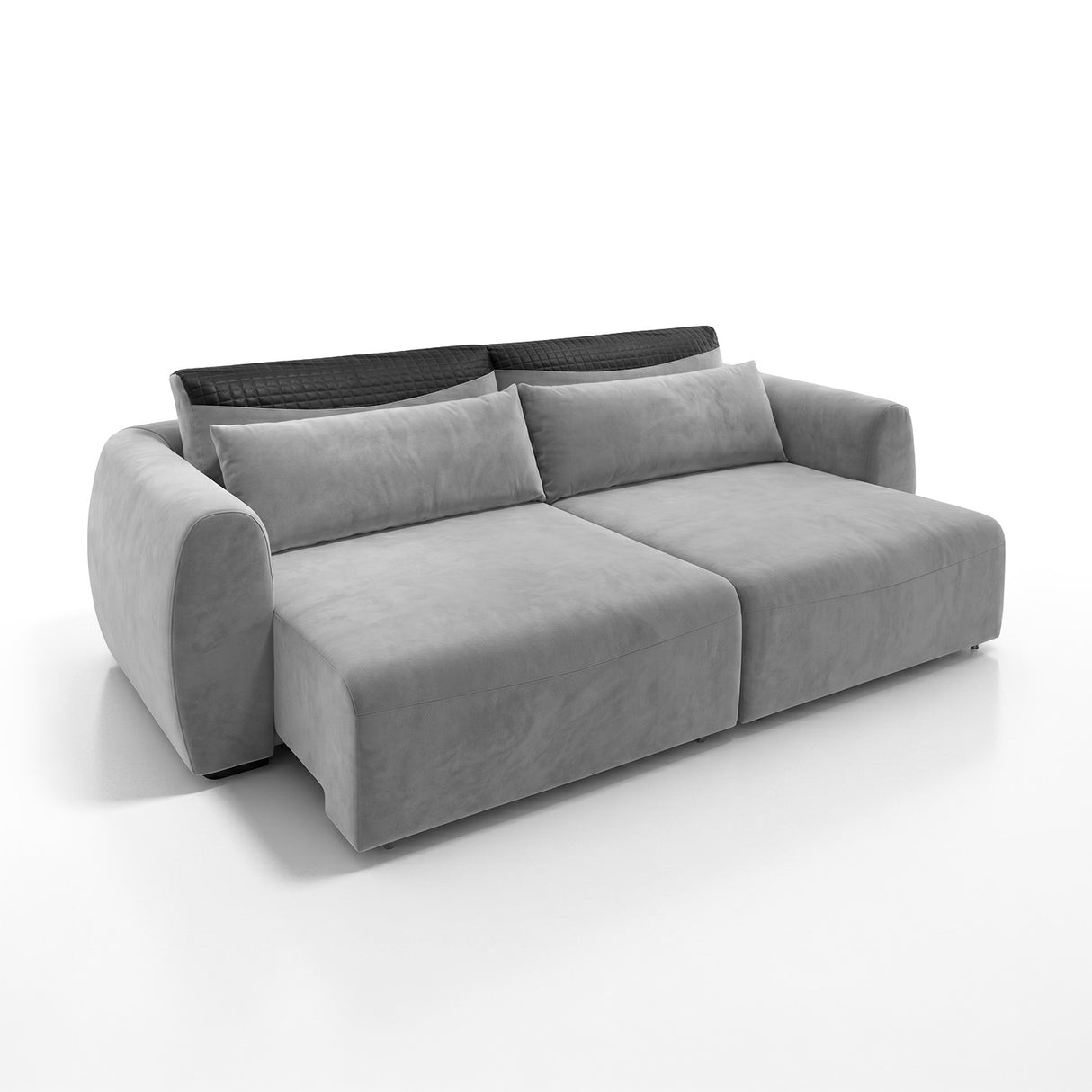 Sofá 2 Cuerpos Moenia Tela Gris Claro - 2.22m