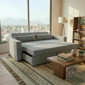 sofá cama de dos cuerpos color gris 