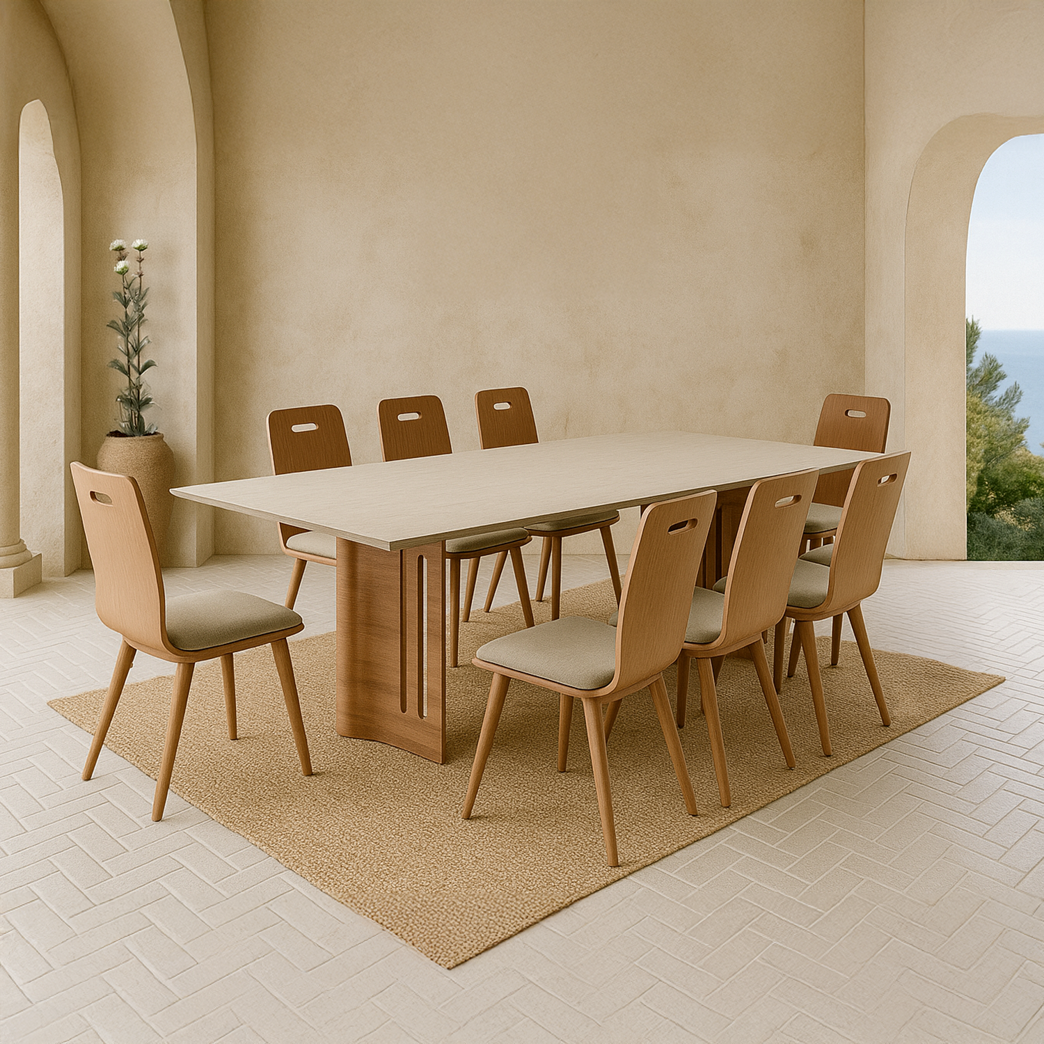 Mesa de comedor Yasmin y silla Solana