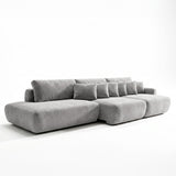 Sofá 3 Cuerpos Solana Pouf izquierdo Tela Gris - 3.28m