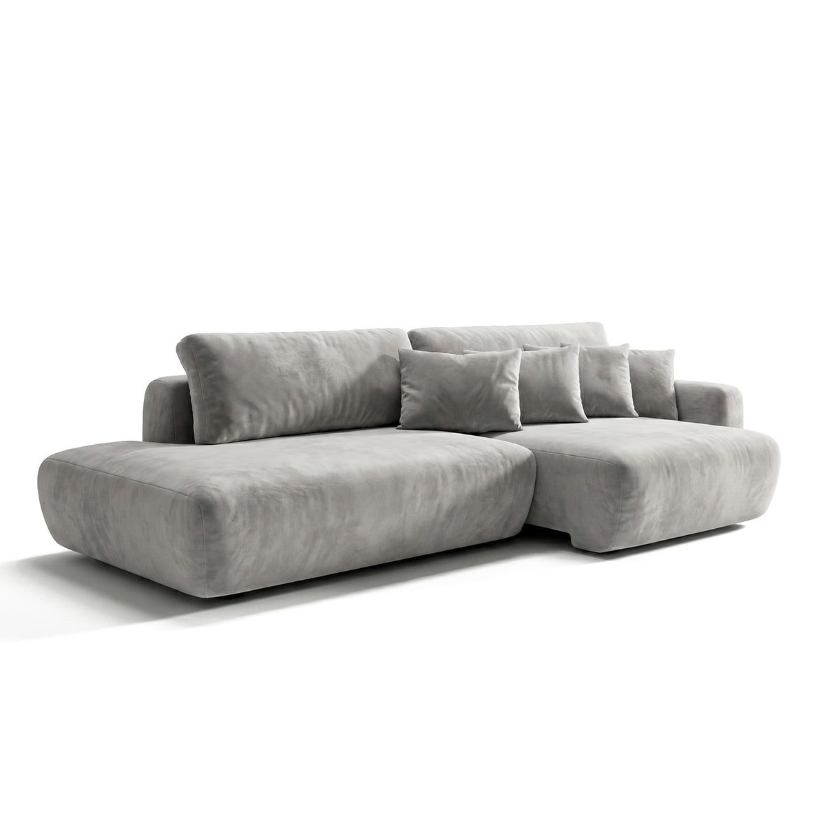 Sofá 2 Cuerpos Solana Pouf izquierdo Tela Gris - 2.18m