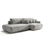 Sofá 2 Cuerpos Solana Pouf izquierdo Tela Gris - 2.18m