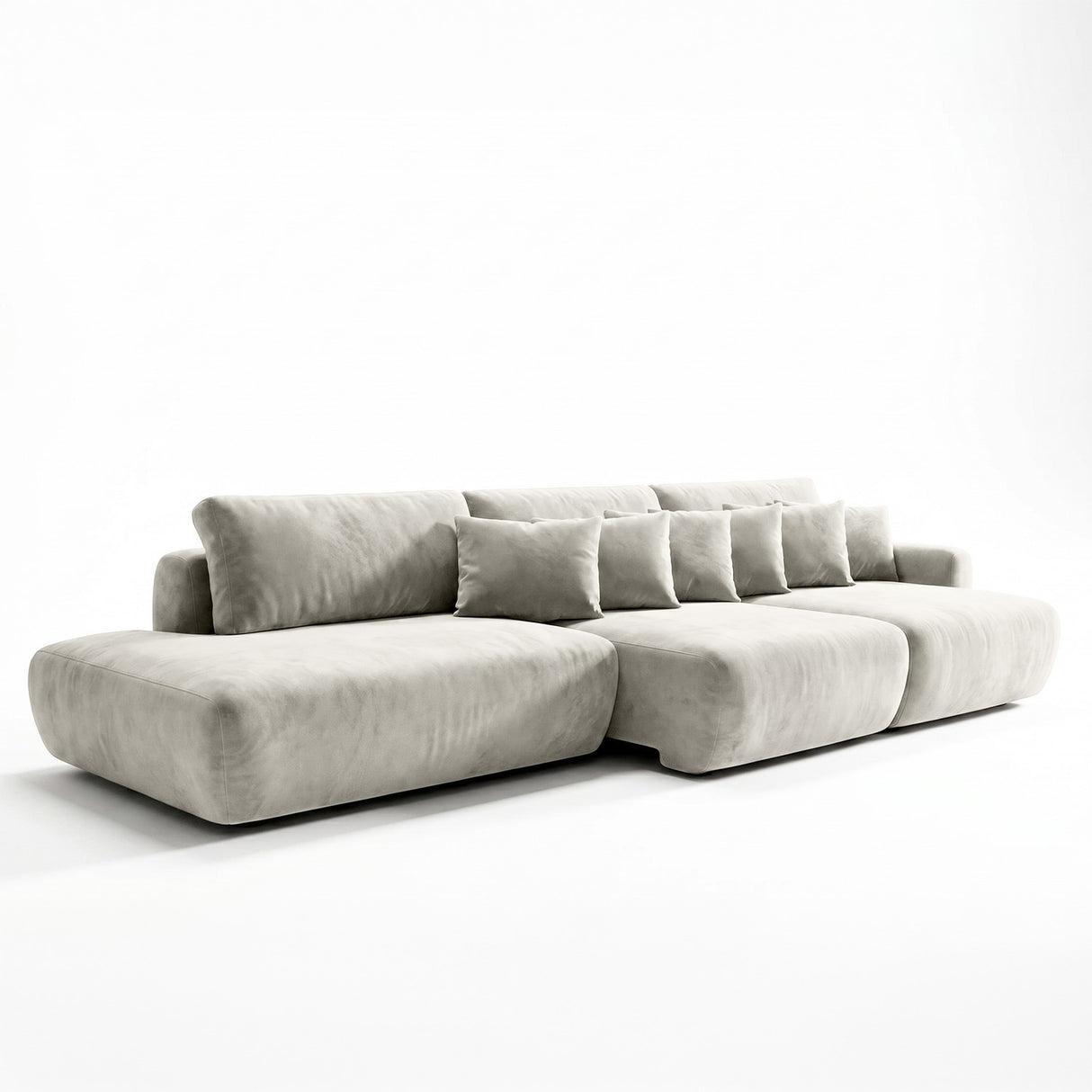 Sofá 3 Cuerpos Solana Pouf izquierdo Tela Beige- 2.98m