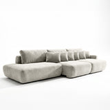 Sofá 3 Cuerpos Solana Pouf izquierdo Tela Beige- 2.98m
