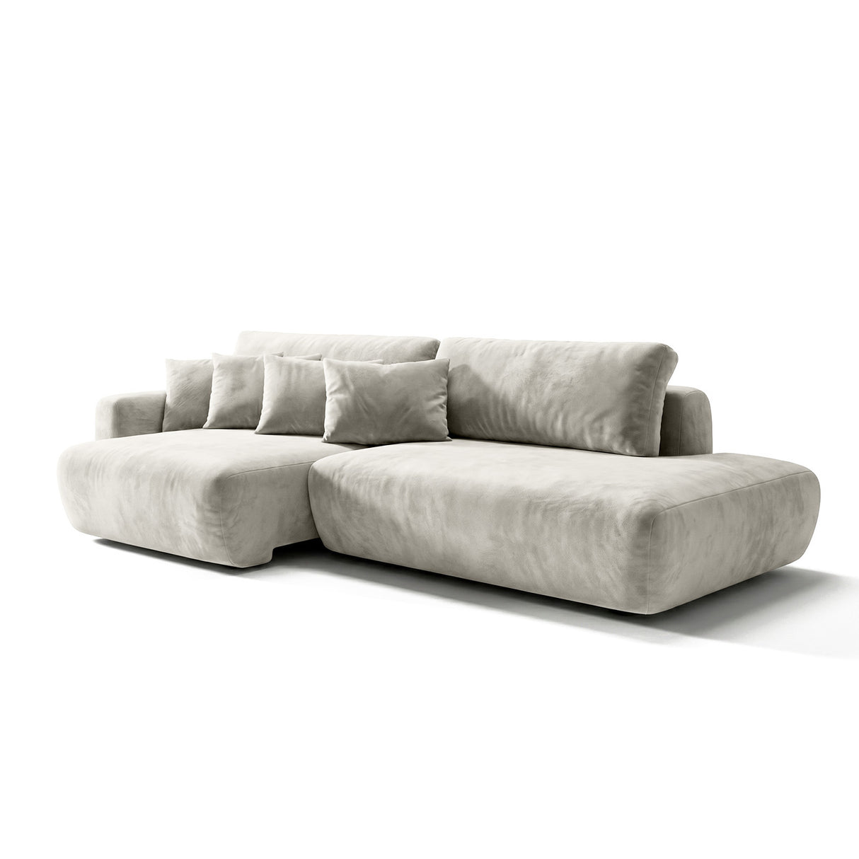Sofá 2 Cuerpos Solana Pouf Derecho Tela Beige- 2.18m