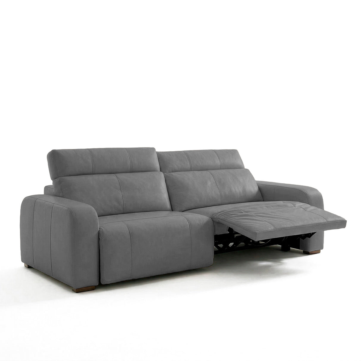 Sofá de Cuero Trivor Reclinable y Extensible 2 Cuerpos Gris - 2.82m a Confección