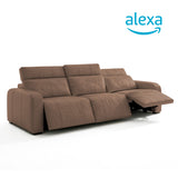 Sofá de Cuero Trivor Reclinable y Extensible 3 Cuerpos Marrón con Alexa - 3.42m a Confección