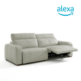 Sofá de Cuero Trivor Reclinable y Extensible 2 Cuerpos Verde Salvia con Alexa - 2.22m a Confección
