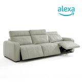 Sofá de Cuero Trivor Reclinable y Extensible 3 Cuerpos Verde Salvia con Alexa - 3.12m a Confección