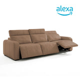 Sofá de Cuero Trivor Reclinable y Extensible 3 Cuerpos Almendra con Alexa - 4.02m a Confección
